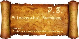 Princzenthal Barakony névjegykártya